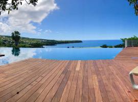 Le Rayon Vert - Hôtel & Restaurant VUE SUR MER，位于德赛的带热水浴缸的酒店