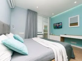 Happy apartment, warmth, comfort, turquoise