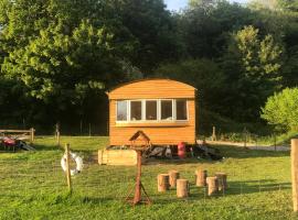 Shepherds Huts Ham Hill, 2 double beds, Bathroom, Lounge, Diner, Kitchen, LOVE dogs & Cats Looking out to lake and by Ham Hill Country Park plus parking for large vehicles available also great deals on workers long term This is the place to relax and BBQ, hotell i Yeovil