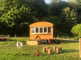 Shepherds Huts Ham Hill, 2 double beds, Bathroom, Lounge, Diner, Kitchen, LOVE dogs & Cats Looking out to lake and by Ham Hill Country Park plus parking for large vehicles available also great deals on workers long term This is the place to relax and BBQ, hotel in Yeovil