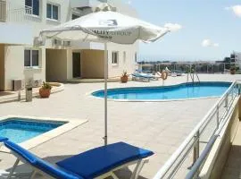 2 bedrooms appartement with sea view shared pool and enclosed garden at Larnaca 2 km away from the beach