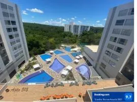 Flat Park Veredas com Vista Piscina Frigobar e Fogão