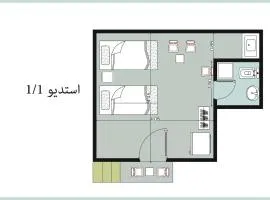 1CH1 studio 2beds ground floor sea view 114 green beach