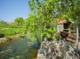 House with large garden right next to the river