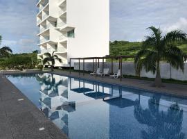 Departamento vista al mar 2D, hotel con piscina en Tonsupa