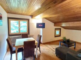 Logement mansard&eacute; dans maison avec jardin en bord de piste, vue montagne