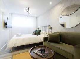 Serene and Styled Little Italy Studio full bath by Den Stays