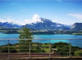 Chalet with view of the mountains and the Thun lake