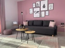 Wanderlust Home Pink, Rasnov Apt for 4, Wifi and Free Parking