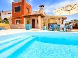 3 bedrooms villa with sea view private pool and enclosed garden at Llucmajor 1 km away from the beach