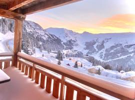 Vue panoramique sur les montagnes plein Sud - T2 Skis aux pieds, Piscine, Jacuzzi, hotel near Molliets Ski Lift, Flaine