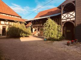 Gemütliche Landhaus Wohnung auf dem Ponyhof - Himmelbett, Kamin & Garten, cheap hotel in Ortenberg