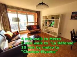 4 min walk to Metro, 60m², renovated, La Défense