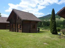 Wooden chalet in Vosges by a pond, cabana o cottage a Zhezdi