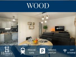 HOMEY WOOD - New - Appartement avec une chambre - Parking privé gratuit - Balcon privé - A 5 min de la gare pour rejoindre Genève, hotel en Annemasse