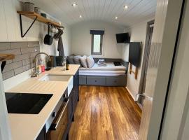 Luxury Shepherds Hut - The Moorhen by the lake, campsite in York