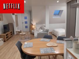 Studio cosy spacieux lumineux avec terrasse, hotell med parkering i Vézelois