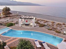 Beachfront villa Aqua Marine with private pool,ping-pong & BBQ, family hotel in Chania