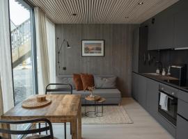 Modern apartment in Henningsvær: Lyngværet şehrinde bir kendin pişir kendin ye tesisi