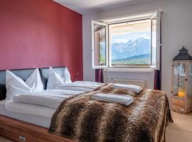 -Panorama-Bergblick- Dampfbad-Dusche und Aussenbett, Hotel in Flims