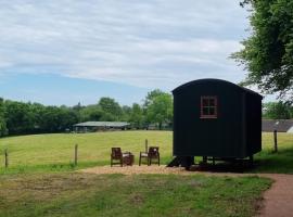 Shepherds hut surrounded by fields and the Jurassic coast, hotel in Bridport