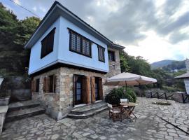 Cozy Blue Stone House with a Great Sea View., hotell med parkeringsplass i Tsagarada