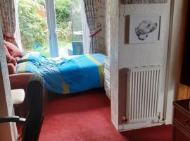 Single bed in large room, Sofa, netflix, garden view, patio door & seating, hotel a Poole