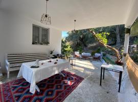 House with beautiful garden in Plomari, overnattingssted med kjøkken i Plomarion