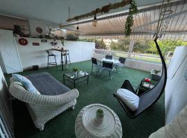 Large relaxed terrace, golf views