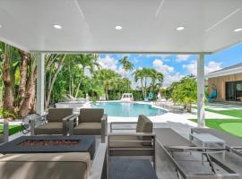 VillaLee-Jungle Palm Island white marble pool Area, villa i Miami