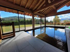 Superbe chalet avec piscine et hammam à 50m des pistes - FR-1-598-27, hotel in Les Gets