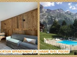 Le Bouquetin 73 Appartement cosy type chalet avec piscine au pied des pistes et superbe vue panoramique