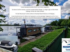 Hausboote Unteres Odertal Hausboot Kranich, hotel in Schwedt