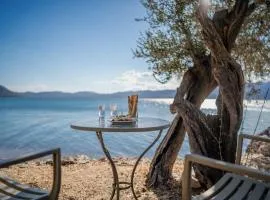 Beautiful Traditional Stone House in the private Sea Front Olive Grove of Elaionas Nikou Luxury Villas