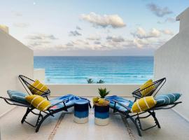 Ocean View Three Bedroom, Three Story Penthouse by the Beach, serviced apartment in Cancún