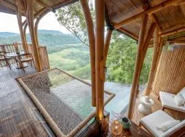 Cliffside Bamboo Treehouse with Heated Pool and View