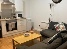 Spacious sofa bed lounge area with ensuite bedroom, hotel near Bescot Stadium, Wednesbury