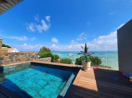 Luxury beachfront villa with private pool - Jolly's Rock, hotel sa Calodyne