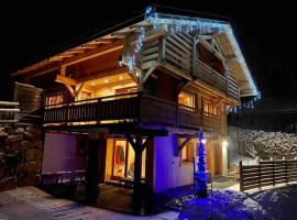 Les Villards-sur-Thônes에 위치한 숙소 Androsace Appartement dans Chalet bois avec Jacuzzi privatif Terrasse et Vue Montagne