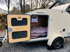 Wallace Teardrop Caravan for Hire from ElectricExplorers, luxury tent in Hawkshead