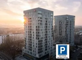 SOKOLSKA 30 TOWERS apartments -PARKING- NEW- LUX- SAUNA- GYM- and GOOD VIEW