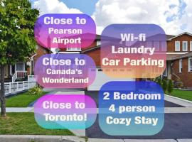 Pearson airport and Toronto cozy stay - 2 bedroom, appartamento a Vaughan