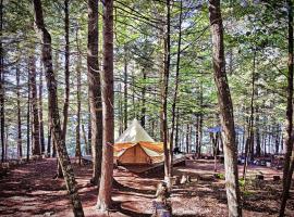 Island Glamping in a Luxury Tent in Maine, luxe tent in Monmouth