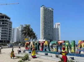 Front beach apartment close to the Cartagena letters
