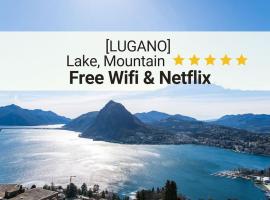 A terrace on the lake of Lugano, hotel in Aldesago