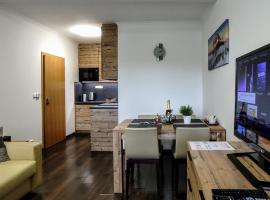 Horský rodinný apartmán 2KK s velkou terasou, s wellness, snídaní na pokoj a s vlastním parkováním v garáži - by Relax Harrachov, hotel in Harrachov