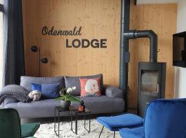 Odenwald-Lodge mit Infrarotsauna und E-Ladestation im Naturpark Odenwald "Haus Himmelblau", cheap hotel in Reichelsheim