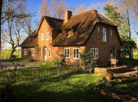Dachgeschosswohnung Warft Simmerdeis in Reetdachhaus mit parkähnlichem Garten, holiday rental in Oldenswort