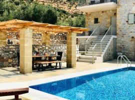 Family sea view villa with Private pool, hotel with parking in Stoupa