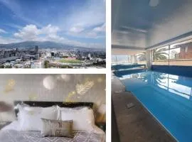 500 Excelente Vista ciudad Quito,parque, piscina,balcón,sauna,tranquilo encantador seguridad 24-7